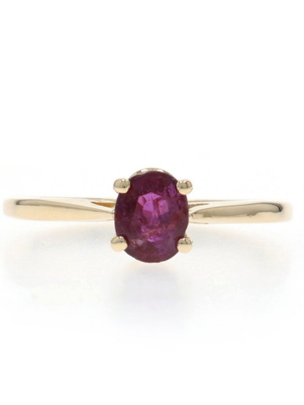 Yellow Gold Ruby Solitaire Ring - 14k Oval .52ct